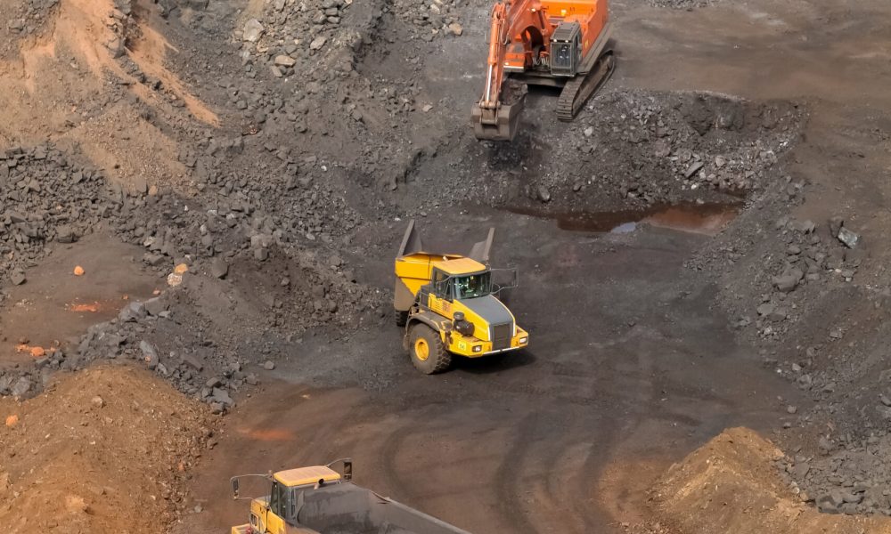 Vertical shot of manganese mining and processing site A vertical shot of manganese mining and processing site